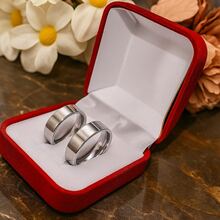 Silver Wedding Ring 6mm Straight Valentine's Day Luxury Engagement Couple Dating - 銀色 - 查看 5