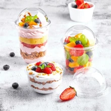 50/100Pack Plastic Parfait Cups With Dome Lids, Dessert Cups, 12/16oz Yogurt Parfait Cups With Sporks, Clear Plastic Cup With Dome Lids (No Hole) For Yogurt, Dessert, Ice Cream, Cupcake, Snacks, Pudding, Fruits - 12 oz - 查看 10
