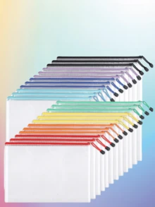 24 Zippered File Bags (A4, A5, A6 Multi-Color) For LABUBU,Back To School Stationery For Back To School Supplies, School Stationery, Pen Bags, Waterproof Plastic Mesh Bags, Board Game Storage Bags, Cosmetics Storage Bags, Paper Storage Bags, Multifunctional Color Waterproof Zipper Bags, Easy To Organize, Can Be Used To Store Study Supplies, Educational Toys, And Office Supplies.