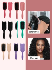 Lược định hình lọn tóc xoăn, lược gỡ rối cho nam và nữ, định hình lọn tóc xoăn từ 2A đến 4C, giảm xơ rối, lý tưởng cho tóc ướt và khô, hình tai mèo. - Nhiều màu - Xem 9