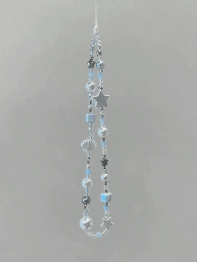 1 قطعة اكسسوارات حرفية بنمط النجوم والبحر باللون الأزرق للهاتف المحمول والمفتاح والرباط الكاميرا