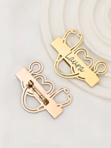 The Stethoscope Design Brooch Can Be Customized With Any Text And Given As A Gift To Family, Friends And Loved Ones - Laser-stainless Steel Stethoscope Brooch - View 4