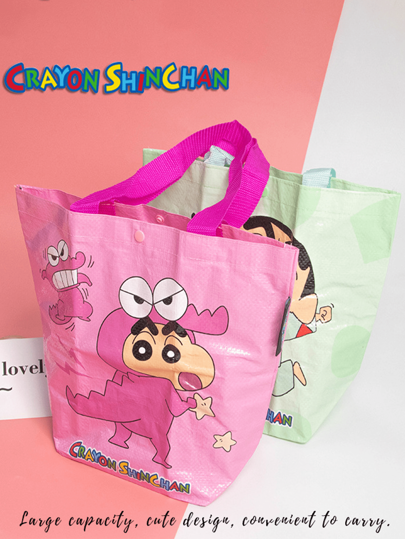 Crayon Shin-Chan Tote Bag, Large Capacity Reusable Shopping Bag, Durable & Stylish For Daily Use, Features Crayon Shin-Chan Cartoon Design, Perfect For Kids And Adults, Ideal For Shopping, School, And Daily Errands, Portable & Lightweight, Multiple Colors Available, Measures 33.6cm X 25.5cm For Convenient Storage