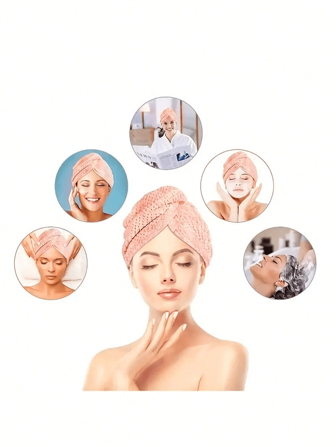 1 pieza Gorro de secado de cabello con botón de oso de peluche para damas - Una toalla suave y absorbente adecuada para baños y salones, un imprescindible para el hogar y los viajes