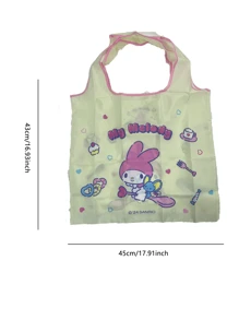 Sanrio 可折叠家庭购物袋，可爱卡通图案（Hello Kitty、My Melody、Kuromi），可重复使用，便携，适合日常购物，适合青少年和可爱爱好者，耐用涤纶面料，抗撕裂材料，易于清洁 - 彩色 - 查看 14
