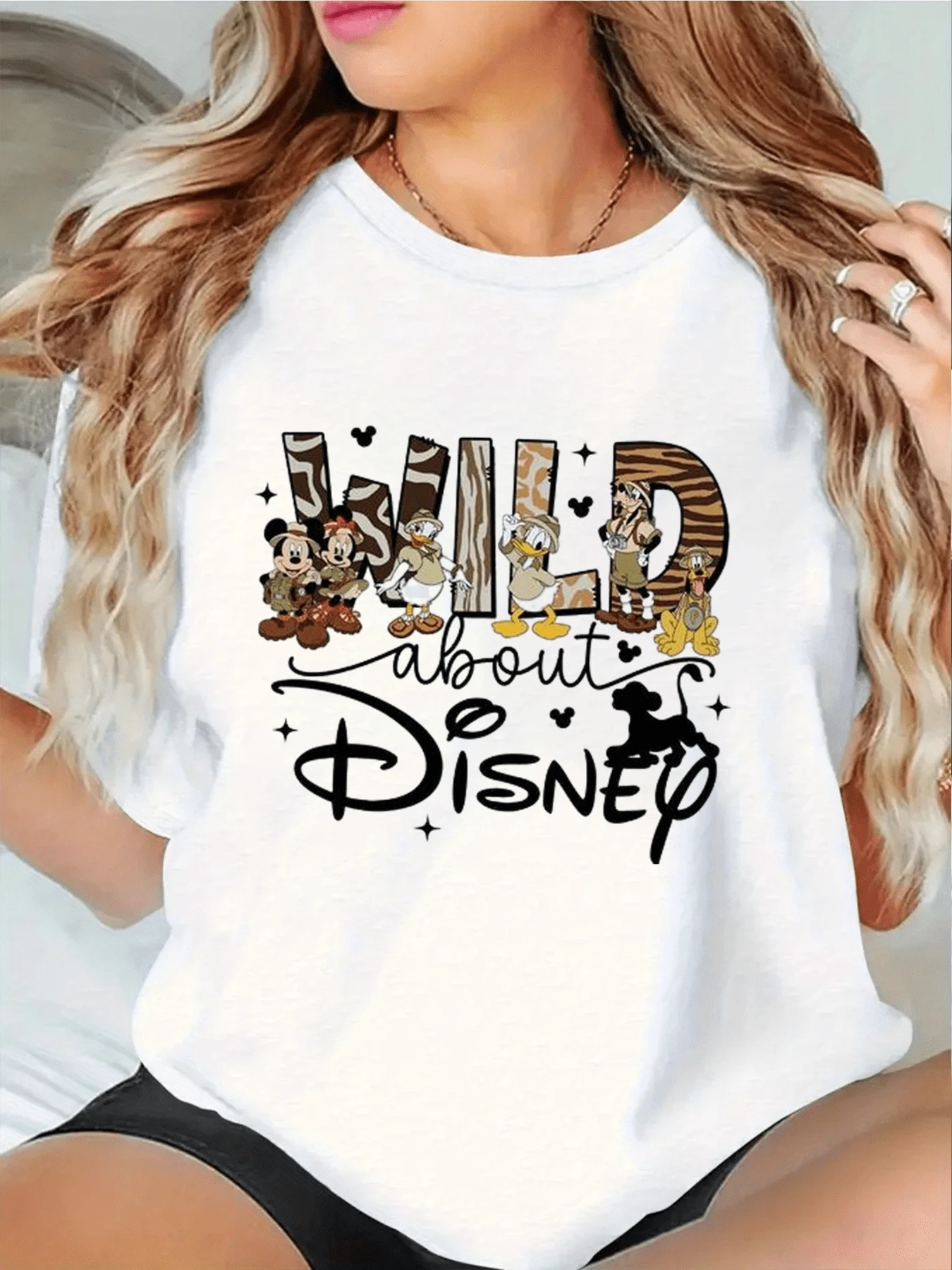 Disney Wild About Disney  Print Tee Casual Soft Short Sleeve Pure Cotton 220gsm T-Shirt