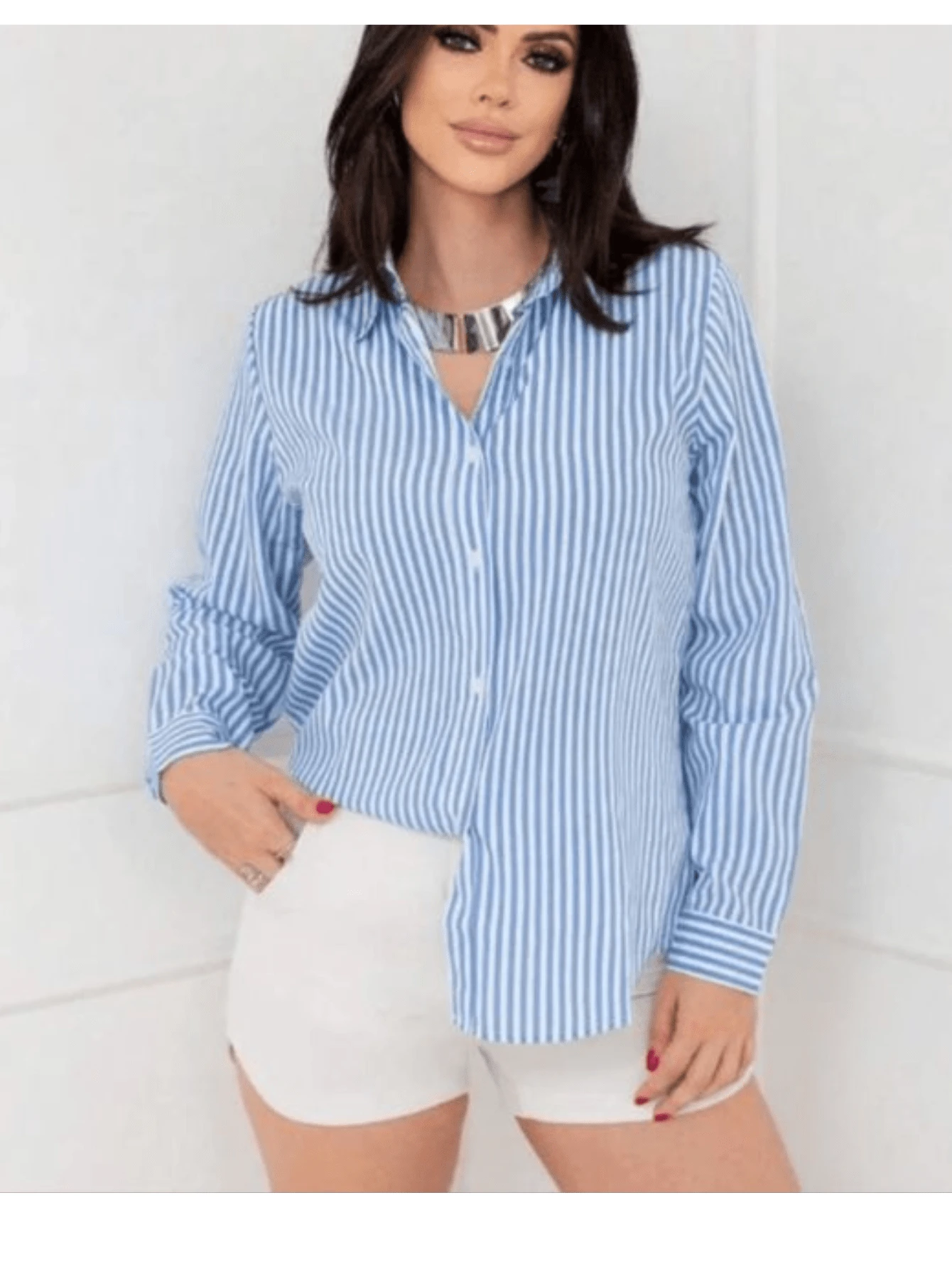 FEMME FASHION CHANNEL SHIRT - Baby Blue - View 1