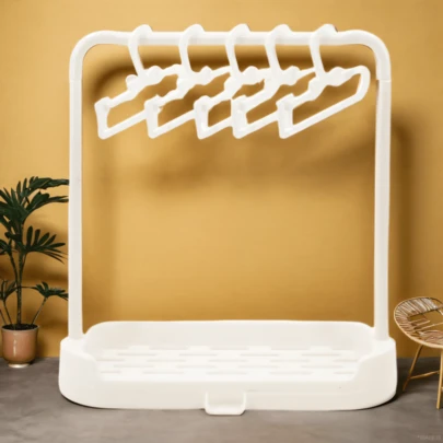 17 厘米拉绳毛绒娃娃收纳衣架，娃娃衣服晾衣架，毛绒娃娃衣架 15/20 厘米娃娃衣服展示架（包括 5 个衣架 + 1 个大架子）