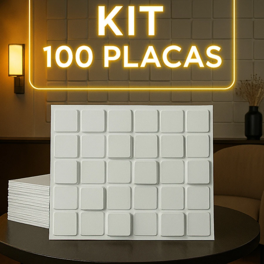 Kit 100 3D Wall Covering Panels 25x25 Cm - 像素 - 查看 1