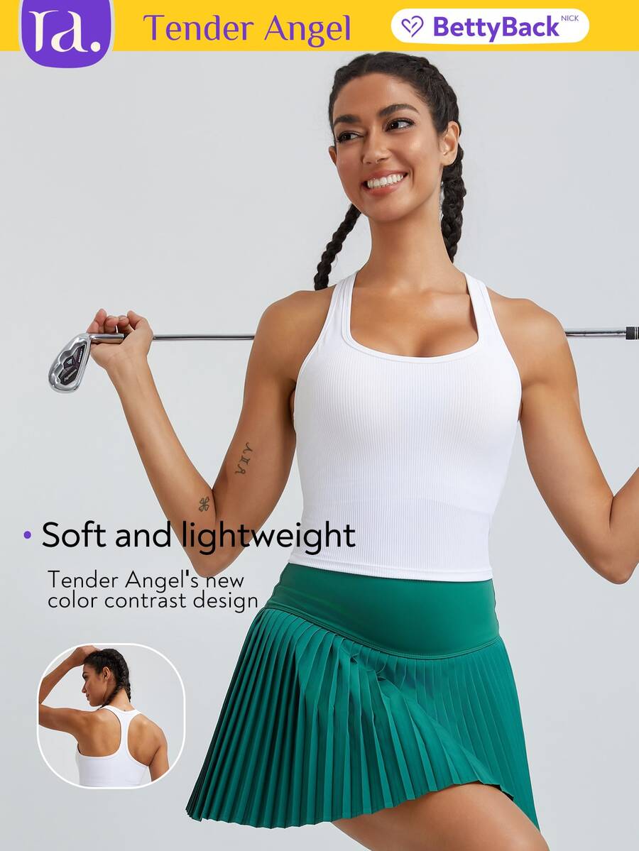 Áo lót yoga Tender Angel, áo ngực thể thao nâng đỡ, áo tập yoga và thể dục màu trơn thoải mái. - trắng - Xem 1