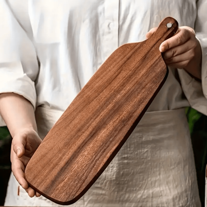 Holz Schneidebrett, Brot- und Käsebrett mit Griff und Aufhängeloch, einzigartiges dekoratives Brett für Zuhause, Restaurant, Chefgeschenk, geeignet für Käse, Brot, Sushi, Fleisch, Gemüse und Obst, ideal für Sommeroutdoor, Picknick, Küche, Wohnzimmer, Bar, Restaurant