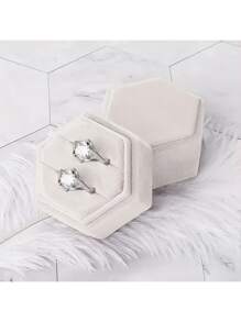 1pc Velvet Ring Box, Hexagon Velvet Ring Box Display Case, 4.7cm/1.85 Inch * 4.5cm/1.78 Inch Jewelry Storage Back To School