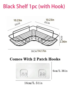1 pieza Estantería triangular para baño, estantería de almacenamiento para dormitorio, estantería de almacenamiento para baño y cocina, estantería de almacenamiento de herramientas y utilidades, estantería para baño, cesta de ducha, estantería triangular sin taladro para baño y cocina, accesorios de baño, decoración de habitación