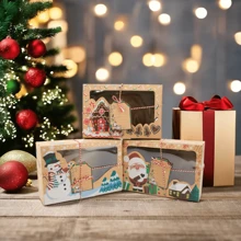 3/6/9/12PCS Christmas Gift Box Set With A PVC Transparent Window, Rectangular Storage Box For Cookies And Candies, Made Of Kraft Paper, Featuring A Gingerbread House Design, Perfect For Holiday Party Favors And Home Decor Storage Christmas Christmas Decorations Christmas Pajamas Christmas Gifts Christmas Decor