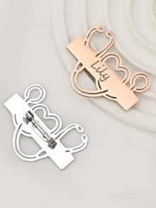 The Stethoscope Design Brooch Can Be Customized With Any Text And Given As A Gift To Family, Friends And Loved Ones - Laser-stainless Steel Stethoscope Brooch - View 2