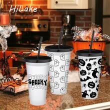 24-Pack Halloween Plastic Cups With Lids And Straws - Reusable 24 Oz Cold Drink Cups For Halloween Party Supplies