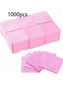 1000/400/200pcs Lint-Free Nail Cleaning Wipes, Nail Polish Remover Pads, Eyelash Extension Cleaning Wipes, Soft Non-Woven Acetone Remover Pads, For Nail Preparation And Gel Polish Removal - Pink - View 15