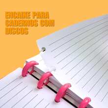 Caderno de Discos Inteligente Capa Dura em Courino Pautado  Anotações Planejamento Notas Papelaria Fofa - Refil Branco Pautado - Visão 4