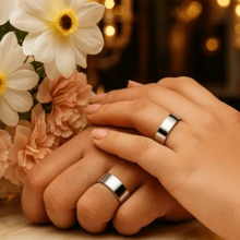 Silver Wedding Ring 6mm Straight Valentine's Day Luxury Engagement Couple Dating - 銀色 - 查看 2