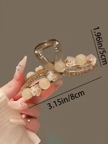 1 Peça Presilha Decorativa de Cabelo de Estilo Elegante em Liga de Metal Preta com Rosa para Coque, Estilo Minimalista e de Luxo, Presilha de Cabelo para Uso Diário, Grampos de Cabelo, Grampo de Cabelo, Pinças de Cabelo, Clipe de Cabelo