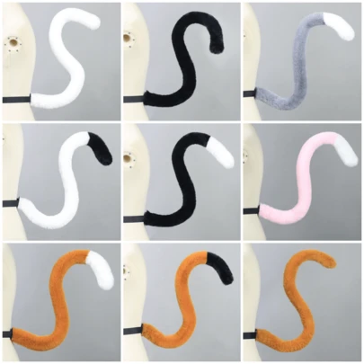 1pc 80CM/31.5'' Cat Tail Toy Fluffy Tail Cosplay Prop Costume Accessory Black/White/Gray/Brown Faux Fur Fox Tail Halloween Party Toy Gifts
