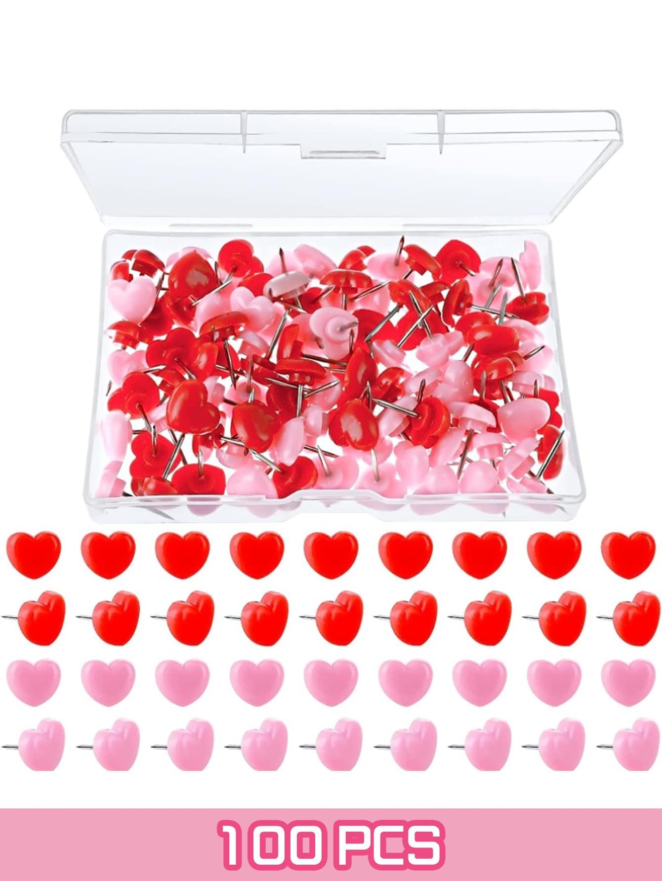 Finego 20/50 Pcs Multicolor Heart Shape Push Pins, Thumb Tacks,Suitable For Cork Board,Wall Hanging, Bulletin Board, Christmas Decoration, Holiday Gifts, Valentine's Day Gifts,Back To School,School Supplies - Multicolor - View 16