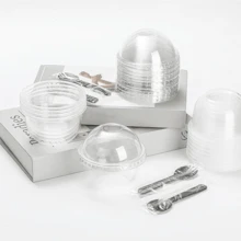 50/100Pack Plastic Parfait Cups With Dome Lids, Dessert Cups, 12/16oz Yogurt Parfait Cups With Sporks, Clear Plastic Cup With Dome Lids (No Hole) For Yogurt, Dessert, Ice Cream, Cupcake, Snacks, Pudding, Fruits - 8 oz - 查看 7