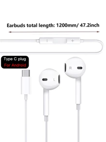 Compatible With Iphone Earbuds, USB-C Comfort In-Ear Earphones, Type C Audio Headphones 3.5mm Jack HiFi Stereo In Ear Wired Headset With Bluetooth Microphone And Call Controller, Noise Isolating