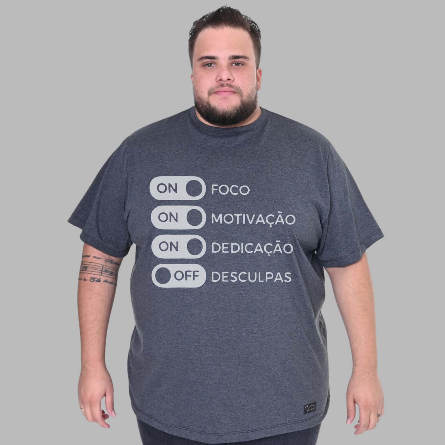 Men's Plus Size Motivation Focus Shirt T-Shirt - Dark Grey - View 1