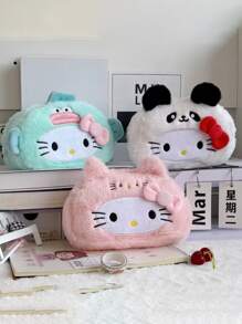 Sanrio 1 pezzo Astuccio per matite di Hello Kitty, design carino, borsa con cerniera in poliestere morbido per scuola e ufficio, organizer per cancelleria, borsa per articoli da toeletta, borsa per il trucco