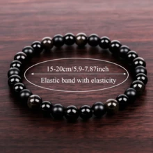 1pc Triple Protection Bracelet - Black Beryl, Golden Black Obsidian, Black Agate, Crystal Bracelet For Emotional Stability And Balance