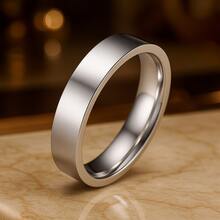 Silver Wedding Ring 6mm Straight Valentine's Day Luxury Engagement Couple Dating - 銀色 - 查看 4