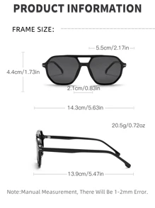 1 pieza Gafas de piloto con doble puente de moda para hombre, adecuadas para conducir, viajar, casual, vacaciones, actividades al aire libre y uso diario. Montura ligera de TR, minimalista y con estilo. de verano para playa, vacaciones, exterior y viajes