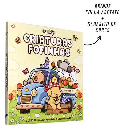Livro de Colorir Criaturas Fofinhas Cozy Cuties 48 Folhas Brinde Acetato e Gabarito de Cor Caderno Desenho Coloring Book