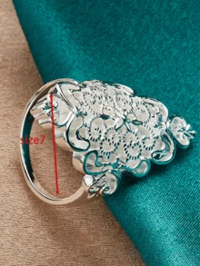 925 纯银光滑表面锆石戒指，适合女士婚礼订婚时尚珠宝