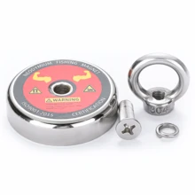 2.36"(60mm) Fishing Magnet- 529lbs Large Strong Rare Earth Fish Magnets Heavy Duty, Super Neodymium High Power Magnet With Handle For Retrieving In Lake, Beach, Lawn