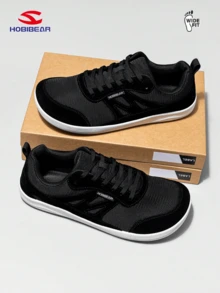 HOBIBEAR 零落差赤足鞋|男女款越野跑鞋|宽头时尚步行鞋 - 黑與白 - 查看 1