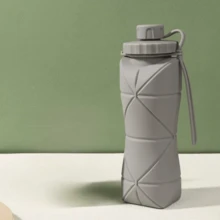 Foldable Water Bottles Silicone Portable Reusable Large Capacity Travel Gym For Kids - 灰色 - View 3