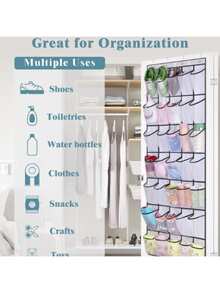 35個大型口袋掛於門上的鞋架,堅固的牛津布門後收納鞋架,掛式鞋帶收納架