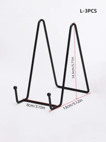 1pc/3pcs N-Shape Metal Iron Art & Craft Display Stand, Holder For Plates, Photo Frames, Medals, Foldable Photo Frame - Black - View 18