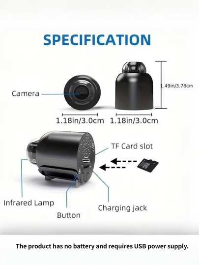 Mini Spy Camera, 720P HD Slimme Wireless WiFi IP Camera Night Vision, Supports 2.4G Network, Remote Monitoring, SD Card Storage, Home, Car, Office More Scenarios, Online Security view 10