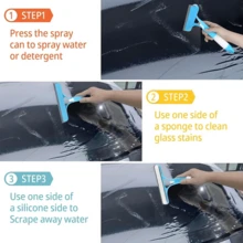 SOKANY Raspador de silicona 3 en 1, sin rayas, raspador multiusos pequeño, adecuado para puertas de ducha, ventanas, coches, espejos - Azul - Ver 3