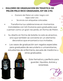 2 Pelón Dulcero para Graduación Recuerdo Fiesta - Negro - Ver 2