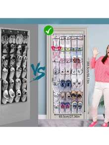 35個大型口袋掛於門上的鞋架,堅固的牛津布門後收納鞋架,掛式鞋帶收納架