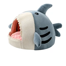 Cama para mascotas con forma de tiburón, suave y cálida, que proporciona una sensación de seguridad para gatos y perros, adecuada para todas las estaciones
