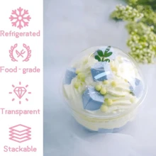 50/100Pack Plastic Parfait Cups With Dome Lids, Dessert Cups, 12/16oz Yogurt Parfait Cups With Sporks, Clear Plastic Cup With Dome Lids (No Hole) For Yogurt, Dessert, Ice Cream, Cupcake, Snacks, Pudding, Fruits - 8 oz - 查看 5