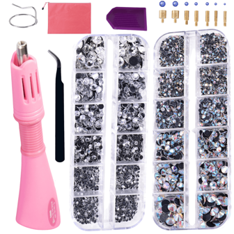 Hotfix Applicator With Crystal Hotfix Rhinestones Flatback Glass Iron-On Wand Strass Rhinestones Heat-Fix Tool For Shoes Clothes