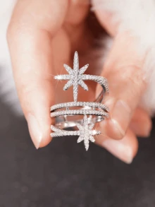 1 chiếc nhẫn đá Cubic Zirconia tinh tế, phù hợp cho nữ, thích hợp cho đám cưới, lễ đính hôn, kỷ niệm, tiệc tùng, ngày Valentine và các dịp khác. - Bạc - Xem 3