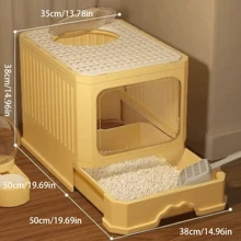 PETSIN Fully Enclosed Extra Large Cat Litter Box, Odor Eliminating, Splash Proof, Drawer Type Top Entry Cat Supplies
