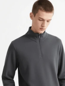 Men's Quarter Zip Pullover Hoodie - Multiple Colors Available - Màu xám đen - Xem 8